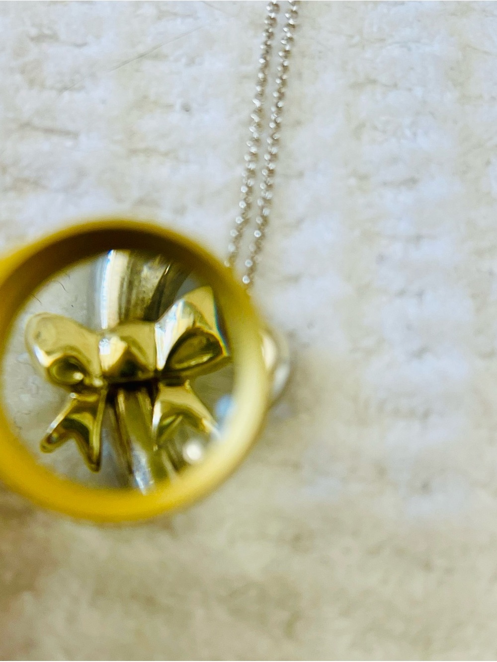 Tiffany & Co Two-Tone 925 Silver and 18K (750) Gold Bow Heart Pendant Necklace - Picture 7 of 8